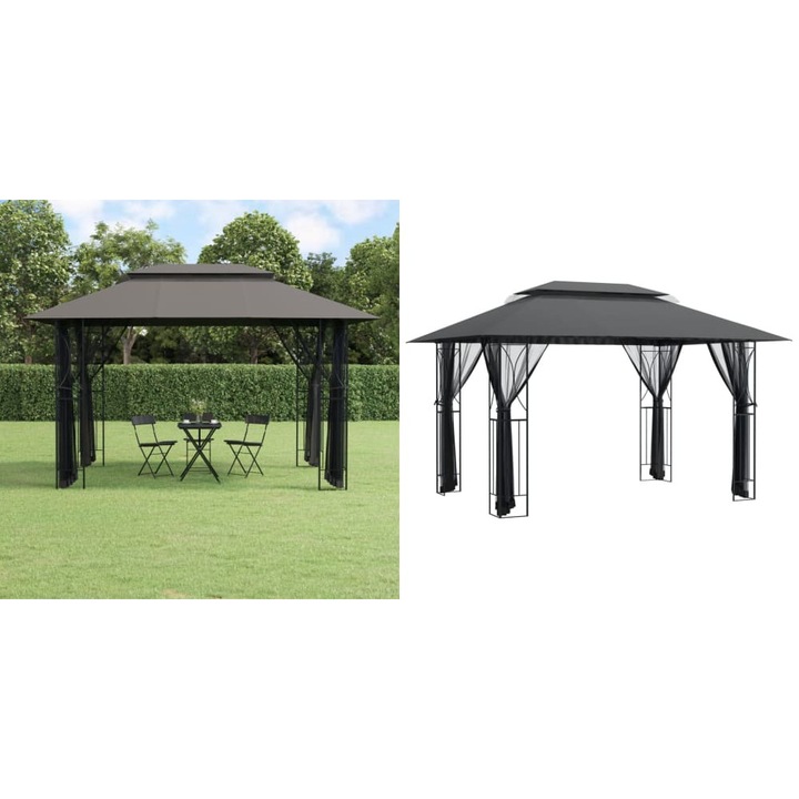 Foisor cu pereti laterali, antracit, 400x300x270 cm, otel
