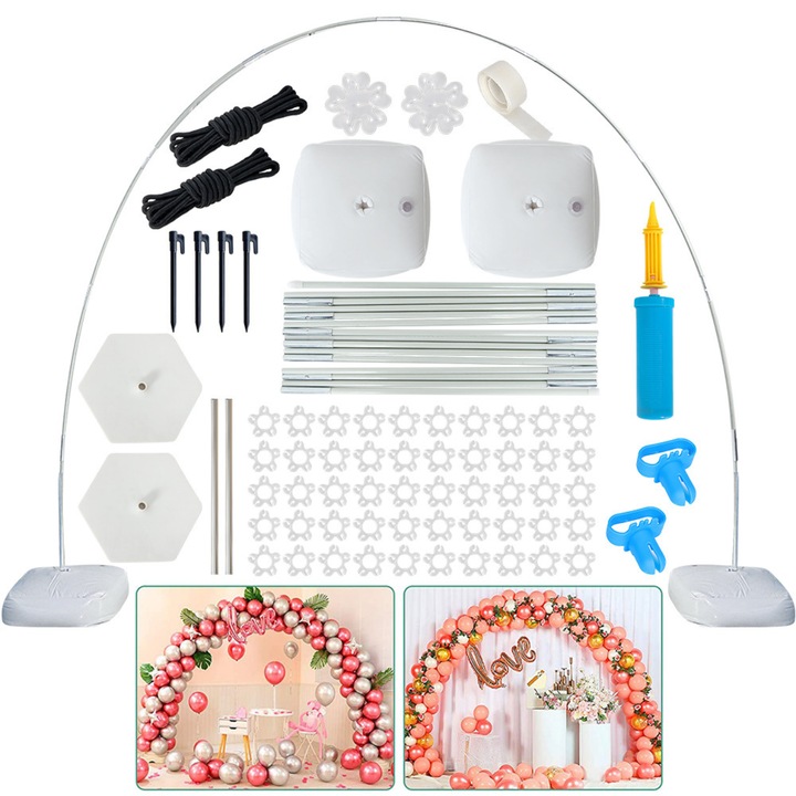 Декоративна арка от балони 3x2, 7 сватбена украса, рожден ден, детско парти, фото фон, бял