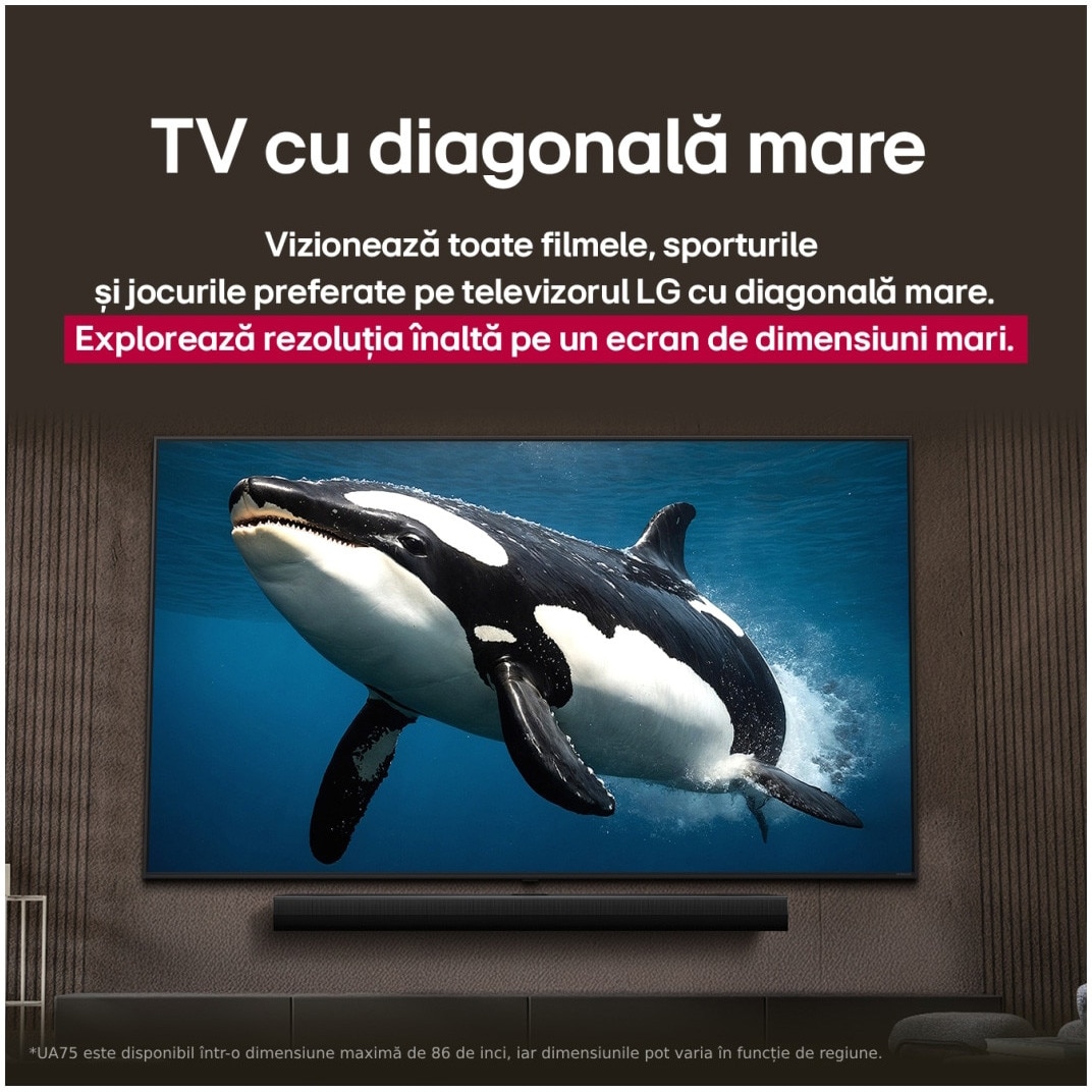Televizor LG LED 75UA75006LB, 189 cm, Smart, 4K Ultra HD, Clasa G (Model 2025)