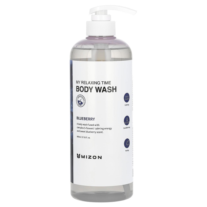 Mizon My Relaxing Time tusfürdő, 800 ml, bőrgyógyászatilag tesztelt, nyugtató