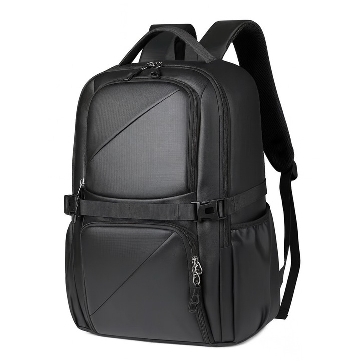 Ghiozdan scolar multifunctional, Unisex, Compartimente multiple, Impermeabil, Ideal pentru scoala si liceu, 47 x30 x18 cm, Negru