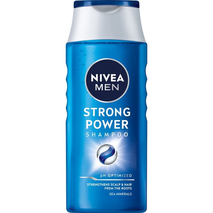 NIVEA Men Strong Power hajsampon, 250 ml, tengeri ásványokkal, gyenge és fénytelen hajra
