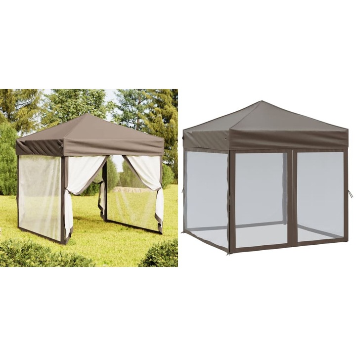 Cort pliabil pentru petrecere, pereti laterali, taupe, 2x2 m