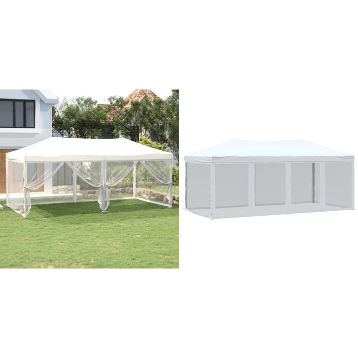 Cort pliabil pentru petreceri cu pereti lateral, alb, 3x6 m