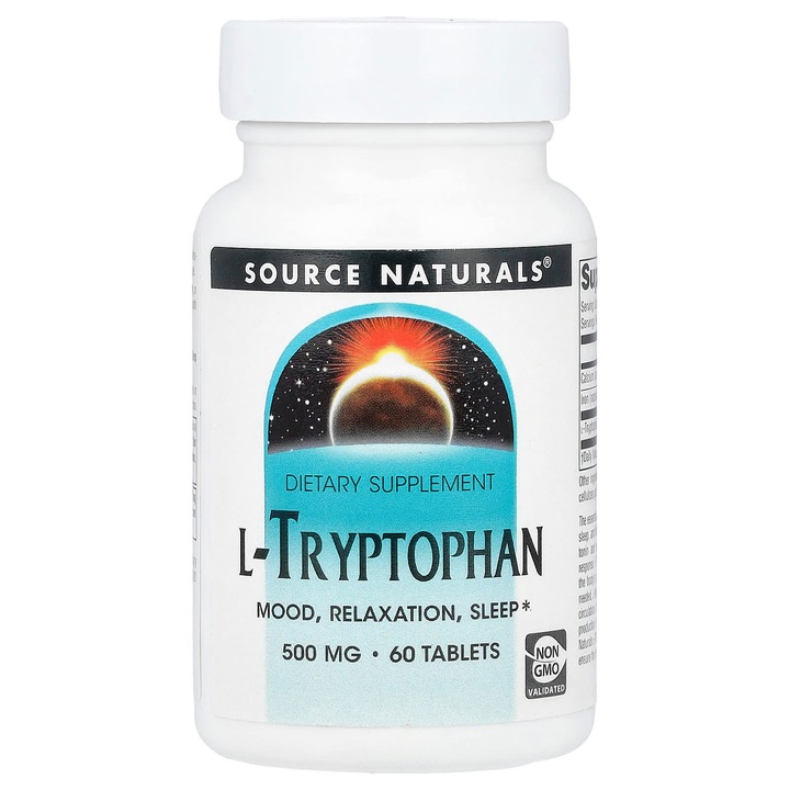 Supliment alimentar, L-Tryptofan, 500 mg, 60 tablete, Source Naturals