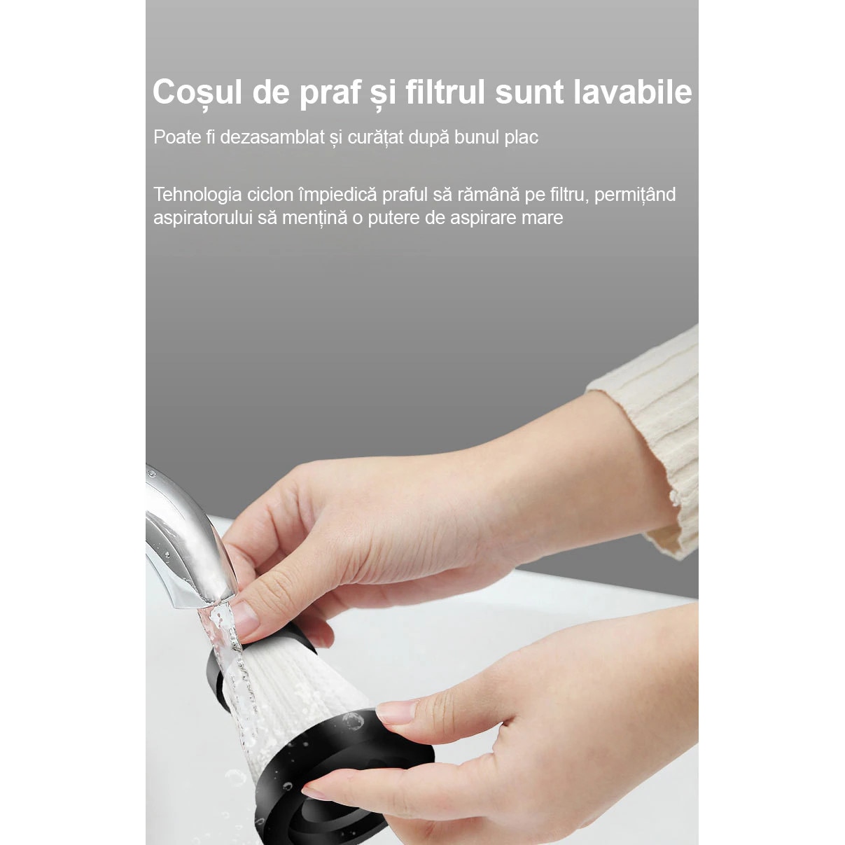 Aspirator portabil pentru masina, cu motor cu perii, design fara fir, compatibil cu utilizarea in medii umede si uscate, putere de aspirare de 13.000 Pa, 3 baterii de 2.000 mAh, putere de 120 W, rezervor de praf si filtru lavabile, Negru
