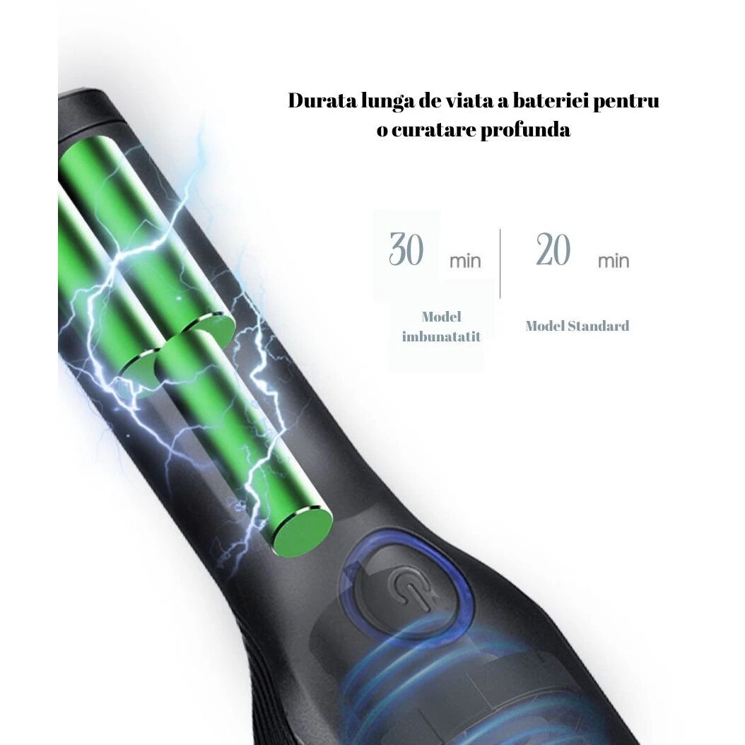 Aspirator portabil pentru masina, cu motor cu perii, design fara fir, compatibil cu utilizarea in medii umede si uscate, putere de aspirare de 13.000 Pa, 3 baterii de 2.000 mAh, putere de 120 W, rezervor de praf si filtru lavabile, Negru