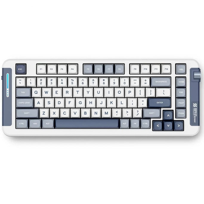 Tastatura mecanica gaming MCHOSE X75 Navy Blue, 82 taste (75%), switch-uri KTT Hyacinth pre-lubrifiate, iluminare RGB 360°, conectare 2.4 GHz/BT/Type-C, 5 straturi de izolare fonic
