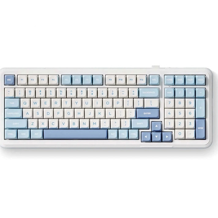 Tastatura mecanica gaming MCHOSE K99 Sky Blue, 99 taste (98%), switch-uri KTT Hyacinth pre-lubrifiate, iluminare RGB 360°, conectare 2.4 GHz/BT/Type-C, 6 straturi de izolare fonica