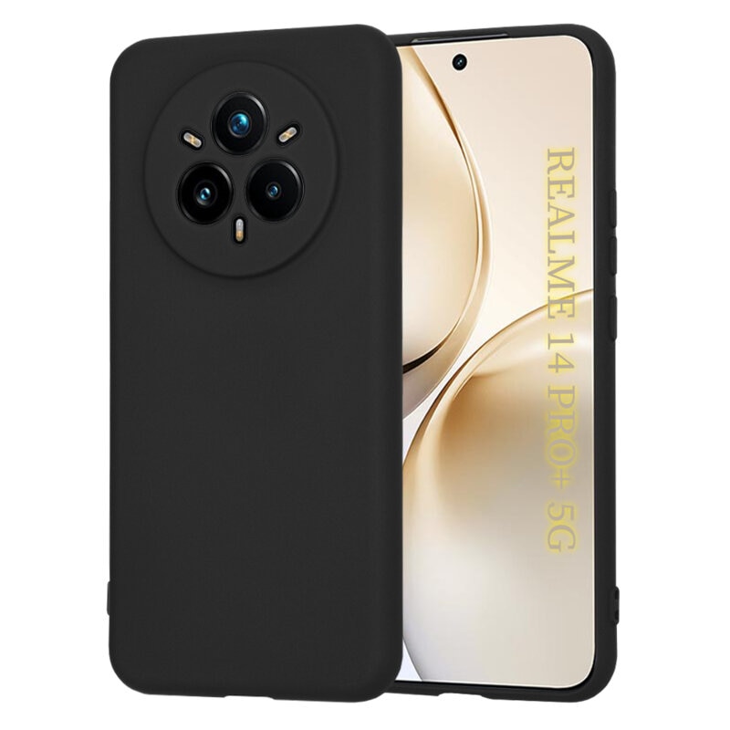 BestCase® Husa pentru Realme 14 Pro Plus 5G, Premium Slim Silicon 1.2MM, Microfibra in interior, Antisoc, Protectie camera si ecran, Negru