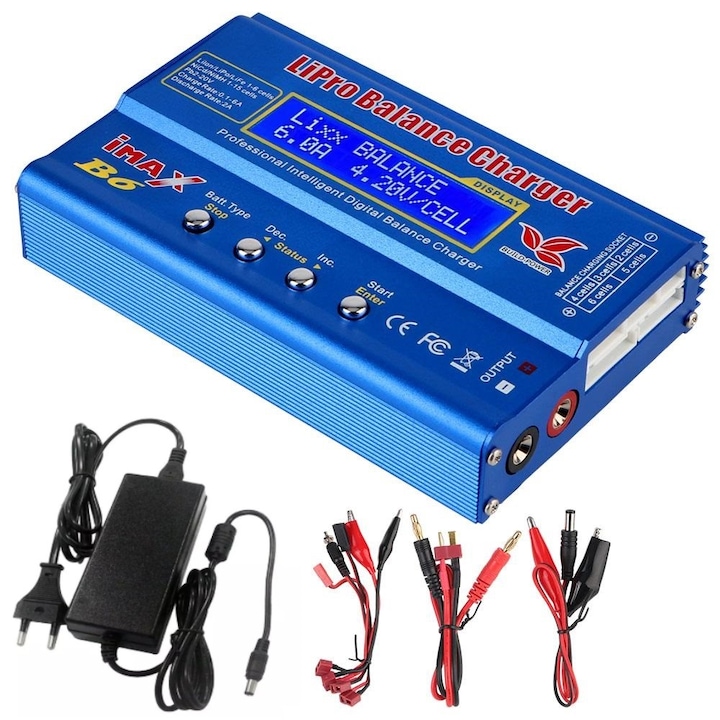 Incarcator universal IMAX B6 80W, cu sursa 72W, la 220V, pentru acumulatori LiPo/ LiIon/ LiFe/ NiCd/ NiMH, Plumb