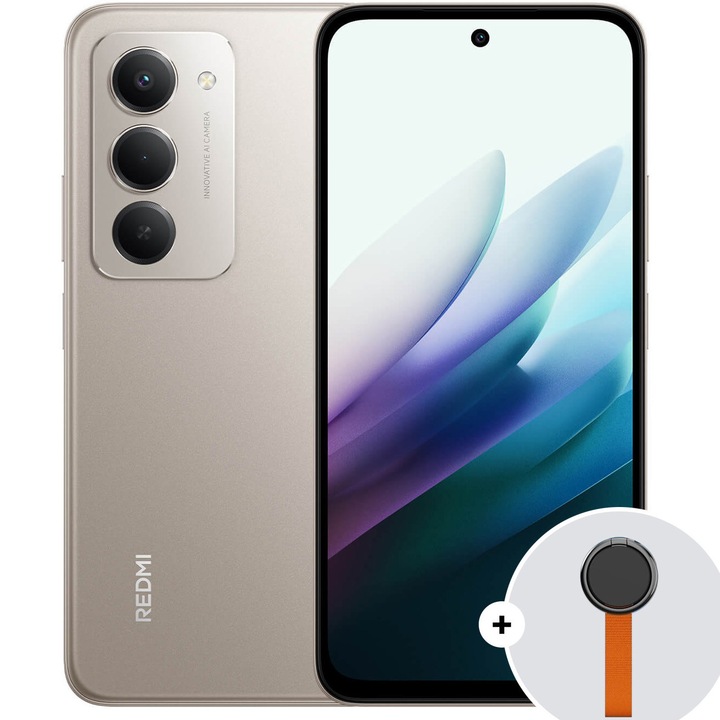 Смартфон Xiaomi Redmi 15, 8GB RAM, 256GB, 4G, Стойка с плетен ремък и пръстен, Titan Gray