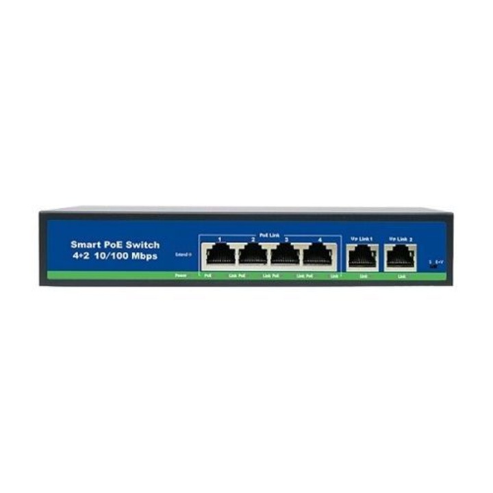 Switch BestNPS NPS0420FBL, 4+2 port 10/100Mbs, PoE, 78W