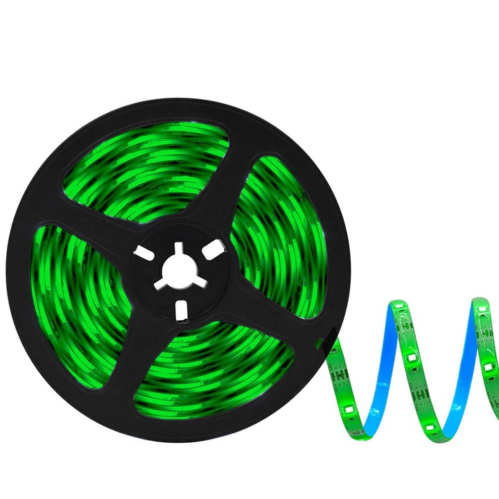 Banda LED 12V LEDIGANT®, 120 LED/m, SMD 2835, Lumina Verde, Interior IP20, 8mm, Rola 5 metri