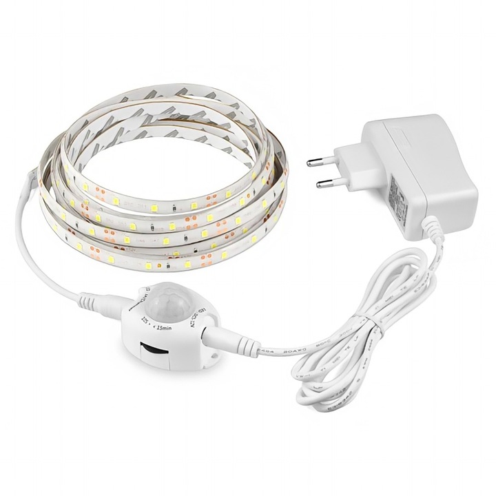 LED лента, DONFANLIA, 12V, Сензор за движение, Гъвкава, Енергийно ефективна, IP65 водоустойчива, 2835SMD, Разнообразно осветление, бяла, 4м
