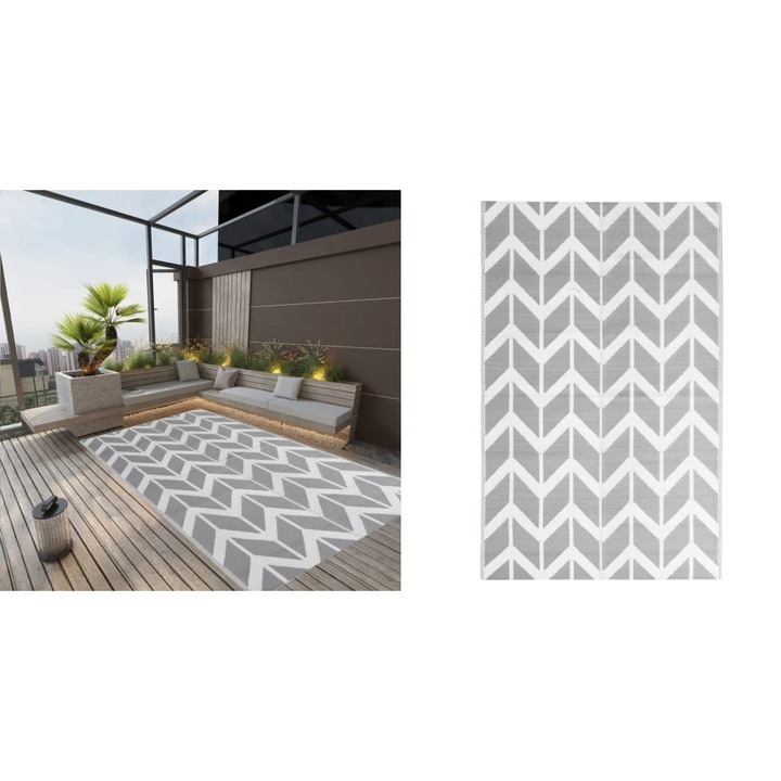 Covor de exterior, ARAKIL gri, 190x290 cm, PP