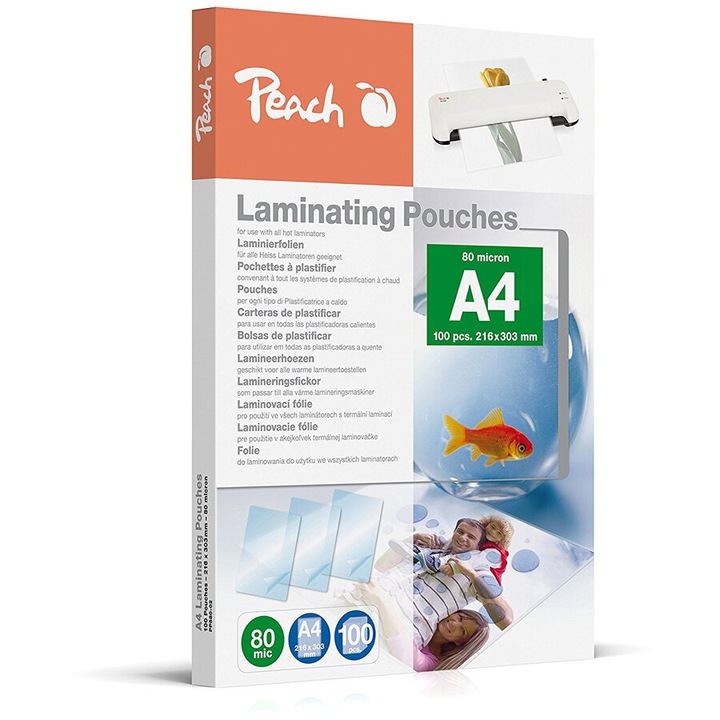 Folie de laminare Peach A4 80μm 100 buc