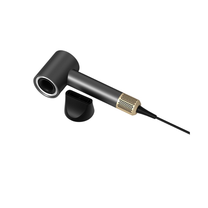 Сешоар Ryaca 1600W BLDC, професионален сешоар, 2 скорости, 3 температурни настройки, йонна функция, магнитен концентратор, подвижен филтър, златистосив