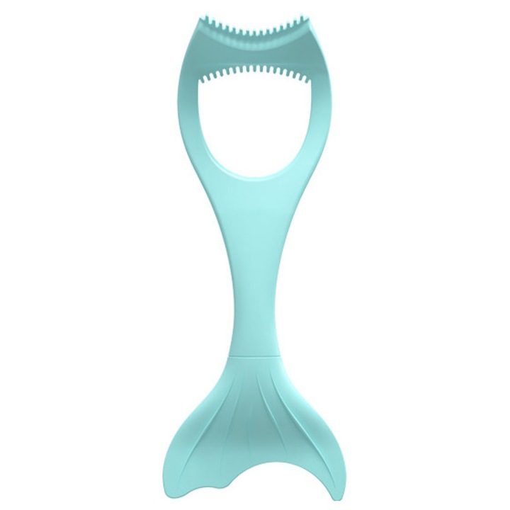 Sablon multifunctional 4in1 Eyeliner din silicon pentru machiaj，pentru makeup ochi, fata, sprancene, buze, Usor si usor de transportat，in forma de sirena, detasabil si usor de curatat, reutilizabil，dimensiuni 150 × 57 mm, albastru