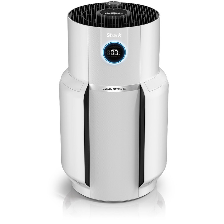 Purificator de aer Shark NeverChange5 Max HP300EU, 54W, 5 trepte viteza, Tehnologie Anti-Odour, 4 straturi de filtrare: NanoSeal HEPA, Carbon Activ, filtru PET, filtru DebrisDefence, pana la 130 m2, alb
