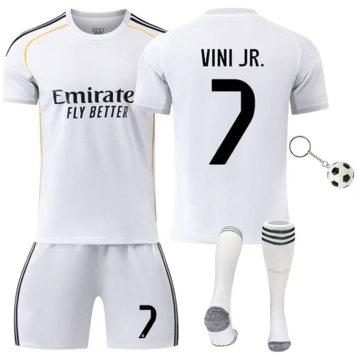 Детски футболен екип Real Madrid Vinicius No.7, Бял