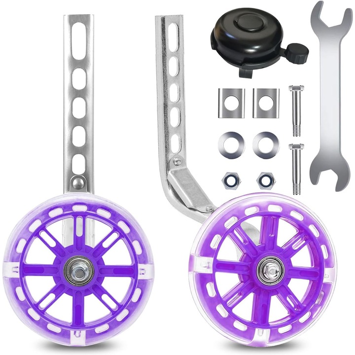 Roti ajutatoare universale pentru bicicleta copii, 12-18 inch, mov