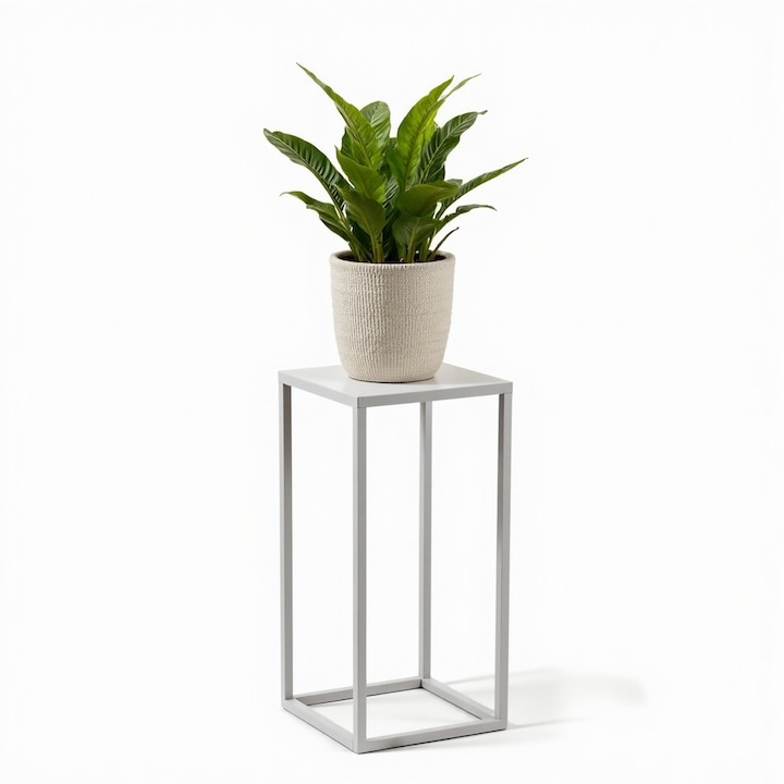 Suport pentru plante, FRAMADO Ferro, Alb, 24x24x60cm, metalic