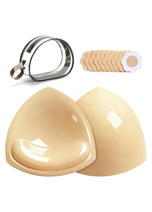 Insertii autoadezive pentru sutien cu doua fete, tampoane invizibile push-up autoadezive pentru sutien pentru sani mari, sutien autoadeziv pentru costume de baie bikini, Bej