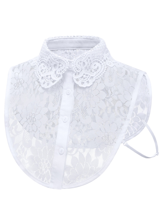 Guler fals din dantela pentru femei, VGMANNTA, detasabil, tip Dickey Lace Jabot, guler detasabil pentru femei - alb