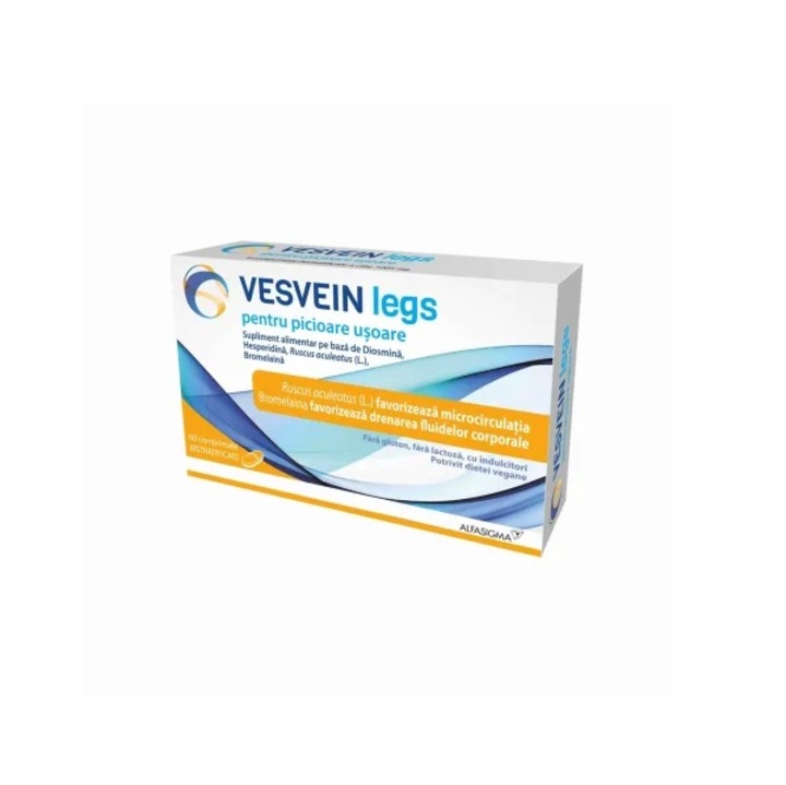 Supliment alimentar Vesvein Legs, pentru picioare usoare 60 comprimate, Alfasigma
