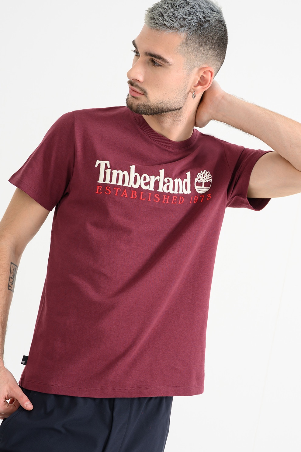Timberland, Tricou regular fit cu logo brodat, Violet tyrian, L