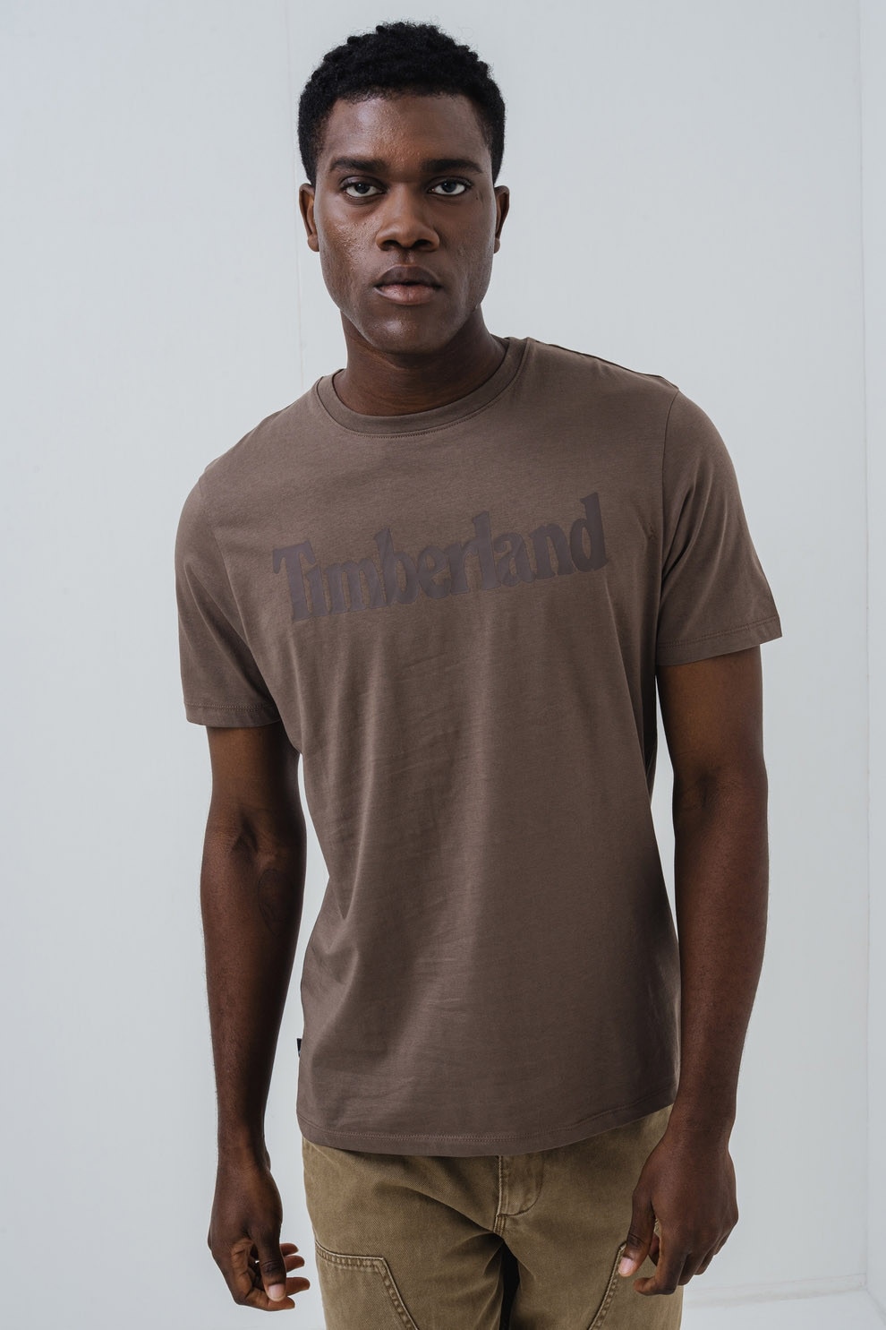 Timberland, Tricou cu imprimeu logo Linear, Maro taupe, M