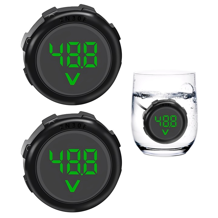 Set 2 Multimetre Digitale LED, TREXORA, 4-100V, Waterproof, 3cm Diametru, Negru/Verde