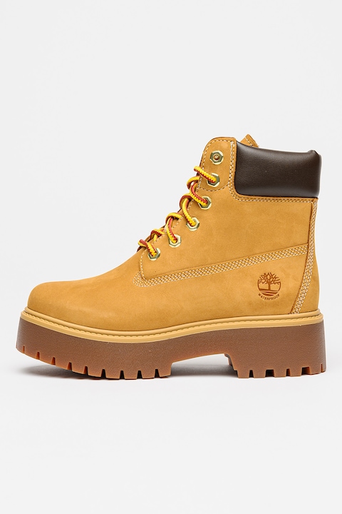 Timberland, Bocanci din piele nabuc impermeabili Stone Street 6, Caramel