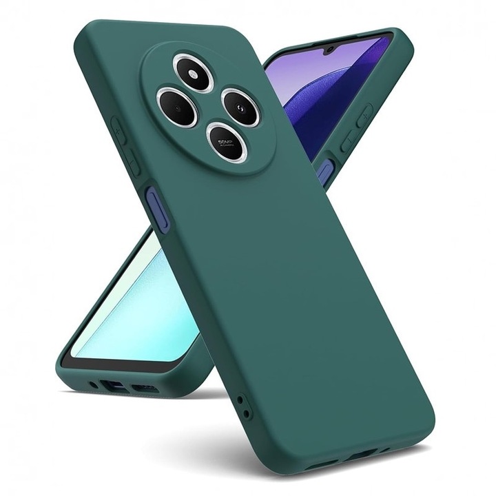 BestCase 0.8mm Slim Szilikon telefontok, kompatibilis modell Xiaomi Redmi 14C, Slim SIlicon 0.8MM, Kamera védő, Forest Green