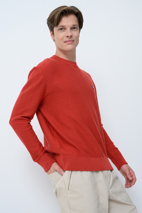 United Colors of Benetton, Bő fazonú pamuttartalmú pulóver bordázott szegélyekkel, Téglavörös