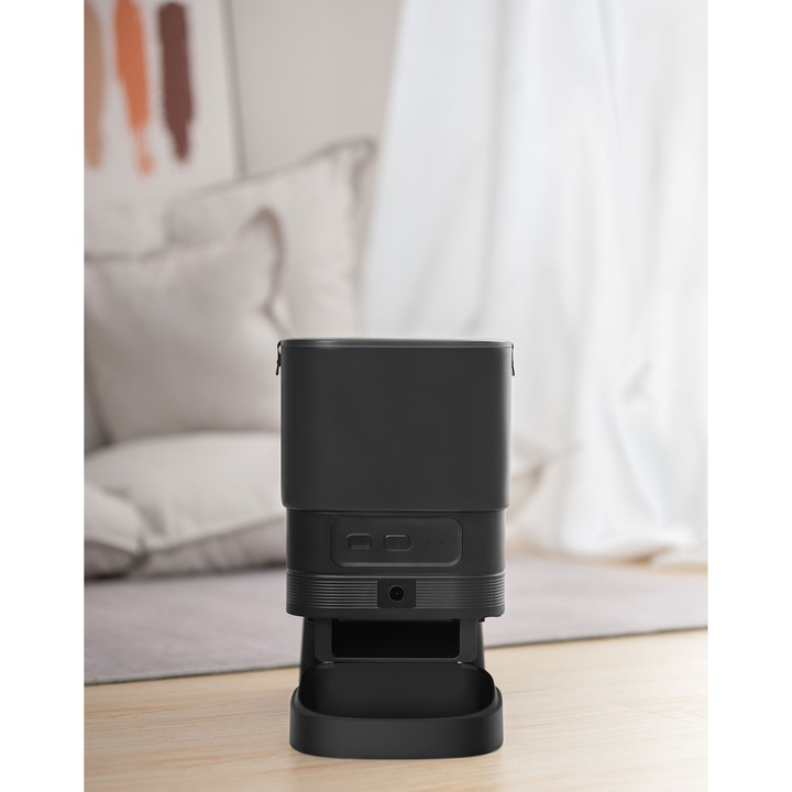 Автоматична хранилка за кучета и котки с WiFi, видео и аудио камера, функция за дозиране, адаптер, звук за хранене, програмируема, капацитет 4 л, фонтан за животни, приложение за наблюдение, черна