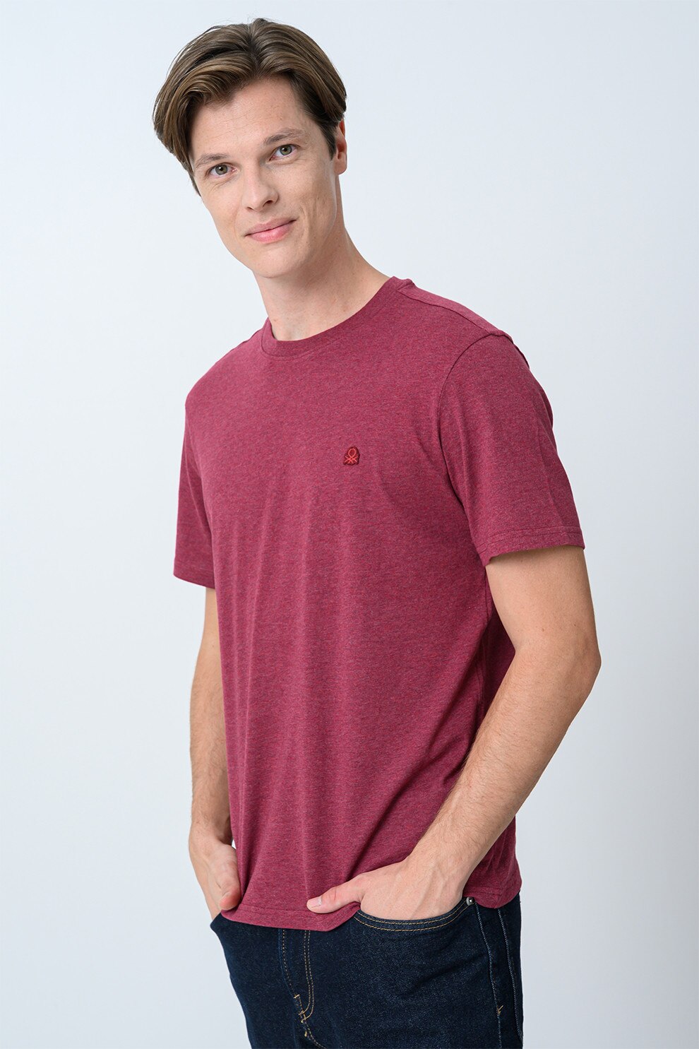United Colors of Benetton, Tricou relaxed fit din bumbac organic, Visiniu, M