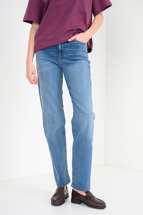 United Colors of Benetton, Középmagas derekú straight fit farmernadrág, Sötétkék