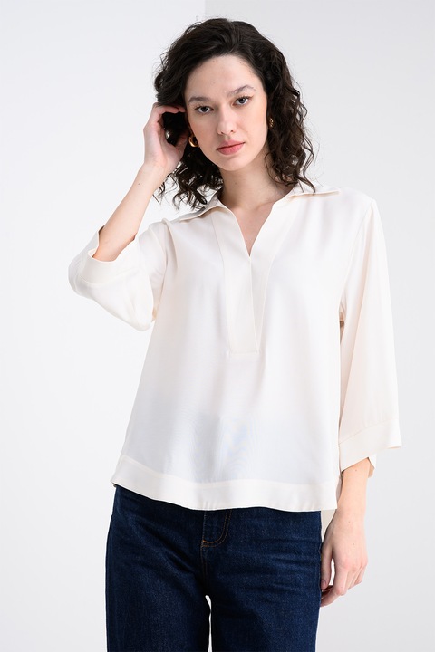 United Colors of Benetton, Bluza vaporoasa cu decolteu in V, Crem