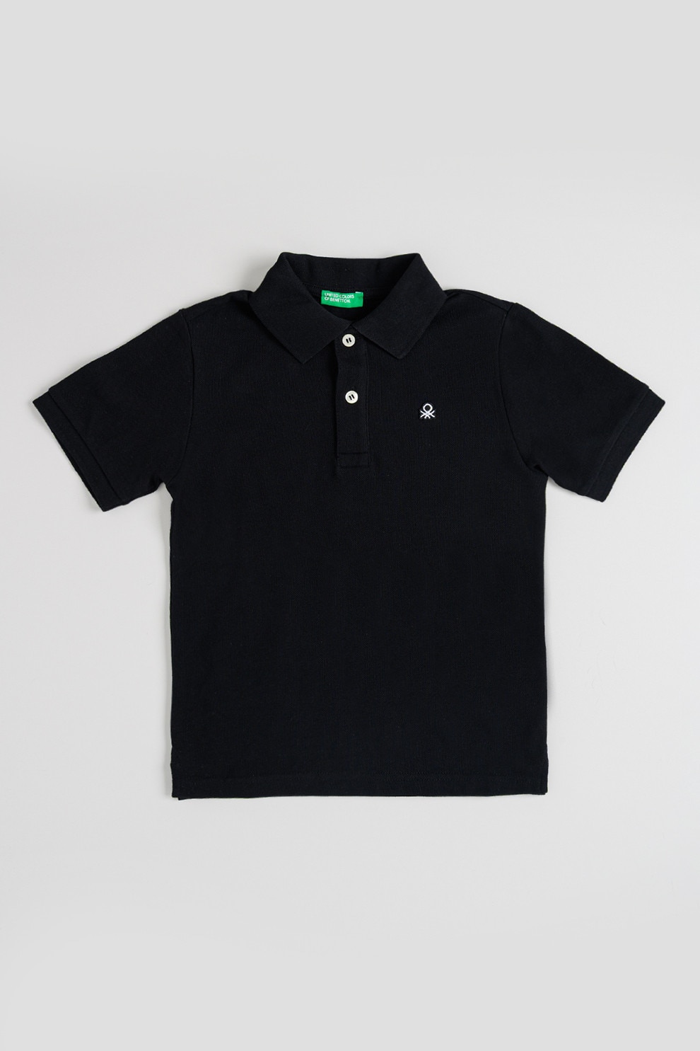 United Colors of Benetton, Tricou polo din bumbac pique cu logo, Negru, 140 CM