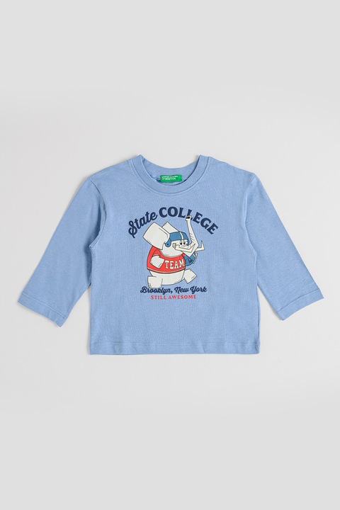 United Colors of Benetton, Bluza cu imprimeu pe partea din spate, Albastru prafuit