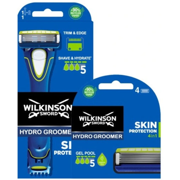 Комплект машинки за подстригване и самобръсначка Wilkinson Hydro5 4 в 1 + 5 резервни части