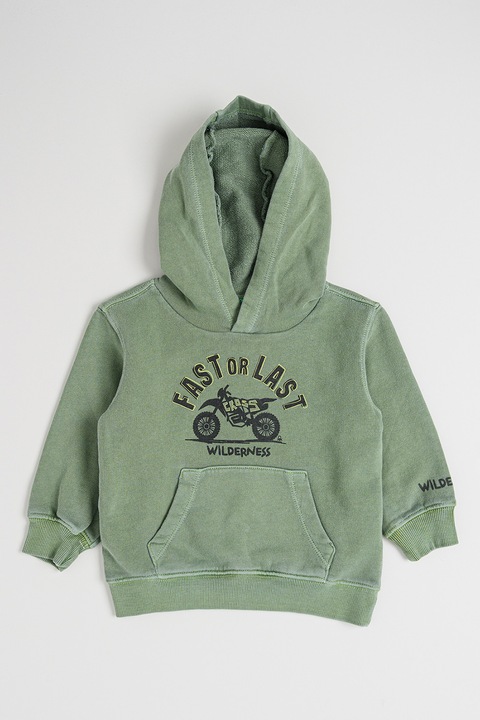 United Colors of Benetton, Памучно худи с джоб кенгуру, Папратово зелено