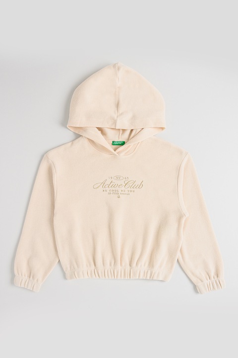 United Colors of Benetton, Свободно худи с надпис, Слонова кост