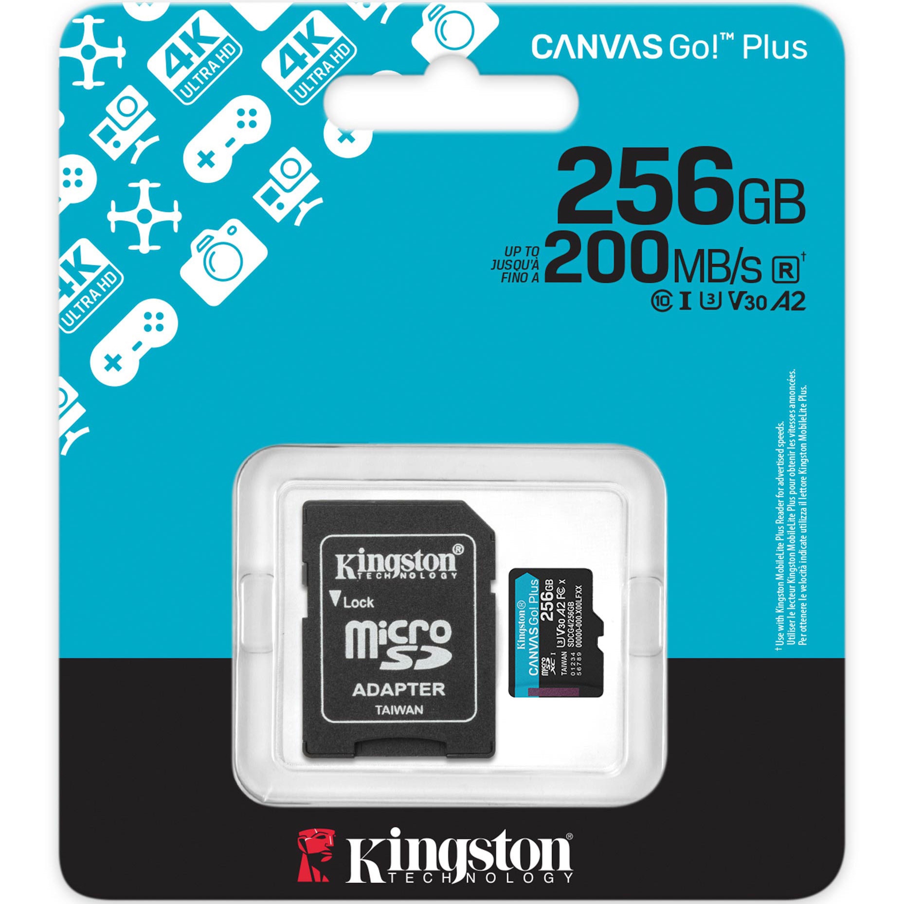 Card de Memorie MicroSDXC Kingston, 256GB, Canvas GO Plus,Cu