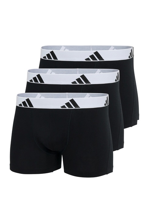 adidas, Set de boxeri cu banda elastica cu logo - 3 perechi, Alb/Negru