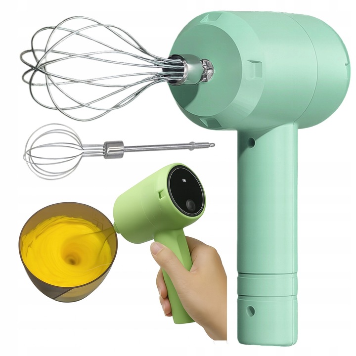 Set Mixer Pentru Vopsele De Par Cu Capete Si Cablu Usb, Ponik'S, Fara Fir, Putere 20 W, 2 Capete Din Otel Inoxidabil, Curatare Usoara, 200 G, Verde Deschis