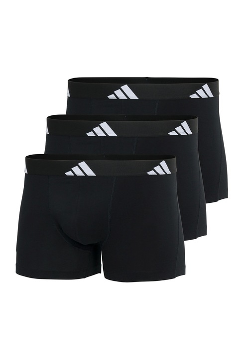 adidas, Set de boxeri cu banda elastica cu logo - 3 perechi, Negru