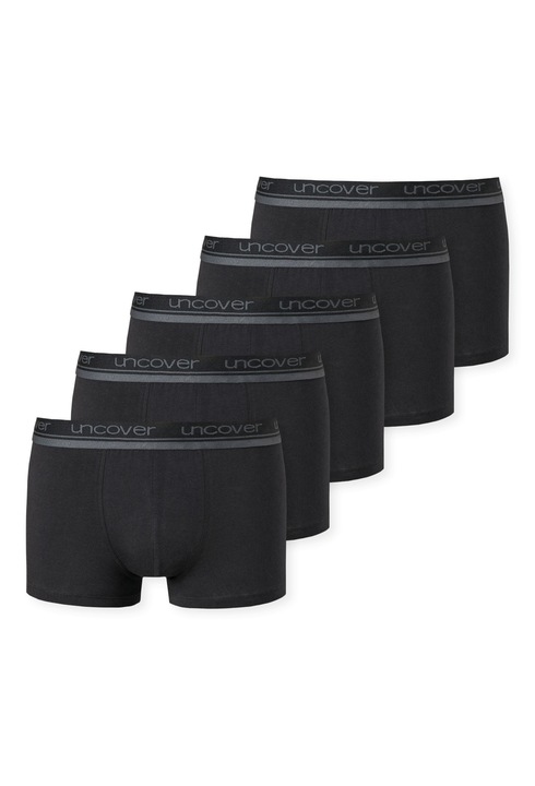 Uncover by Schiesser, Set de boxeri cu banda logo in talie - 5 perechi, Negru